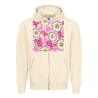 Sandshell breast cancer awareness with daisy and heart seamless pattern Zipper Hoodie - BundleAndBundleShop
