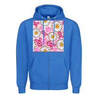 True Royal breast cancer awareness with daisy and heart seamless pattern Zipper Hoodie - BundleAndBundleShop