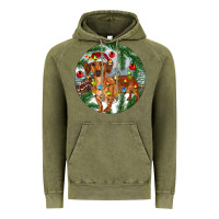 Vintage Olive Dachshund Christmas Tree Vintage Hoodie - RanaPortraitStore