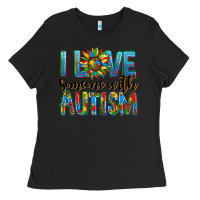 Black ı love someone with autism Ladies Tee - AdoDesignShop