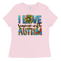 Bubblegum Pink ı love someone with autism Ladies Tee - AdoDesignShop