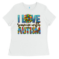 White ı love someone with autism Ladies Tee - AdoDesignShop
