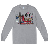 Heather Grey god bless america Long Sleeve Tee - CowhideDigitalArt