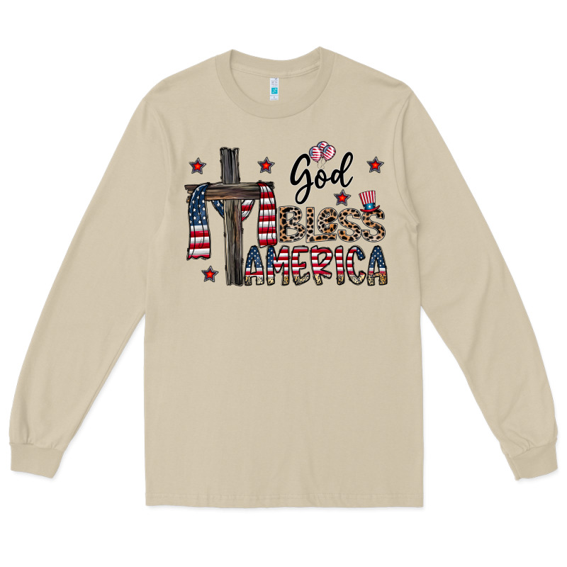 God Bless America Long Sleeve Tee by CowhideDigitalArt | Teevron
