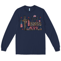 Navy god bless america Long Sleeve Tee - CowhideDigitalArt