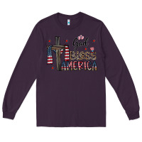 Plum god bless america Long Sleeve Tee - CowhideDigitalArt