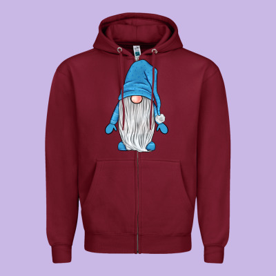 Winter Gnome Zipper Hoodie Designed By Jahusdesignshop