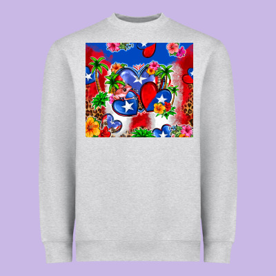 Puerto Rico Hearts Heavyweight Sweatshirt Designed By Zillion Design Studio