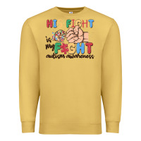 Antique Gold his fight is my fight autism awareness Premium Sweatshirt - MaliasSmallBusiness