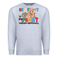 Heather Grey his fight is my fight autism awareness Premium Sweatshirt - MaliasSmallBusiness
