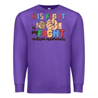 Purple his fight is my fight autism awareness Premium Sweatshirt - MaliasSmallBusiness