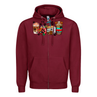 Burgundy dogs coffee cups Zipper Hoodie - AdoDesignShop
