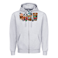 Heather Grey dogs coffee cups Zipper Hoodie - AdoDesignShop