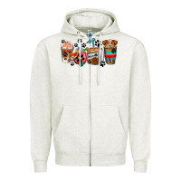 Oatmeal Heather dogs coffee cups Zipper Hoodie - AdoDesignShop
