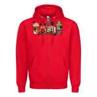 Red dogs coffee cups Zipper Hoodie - AdoDesignShop
