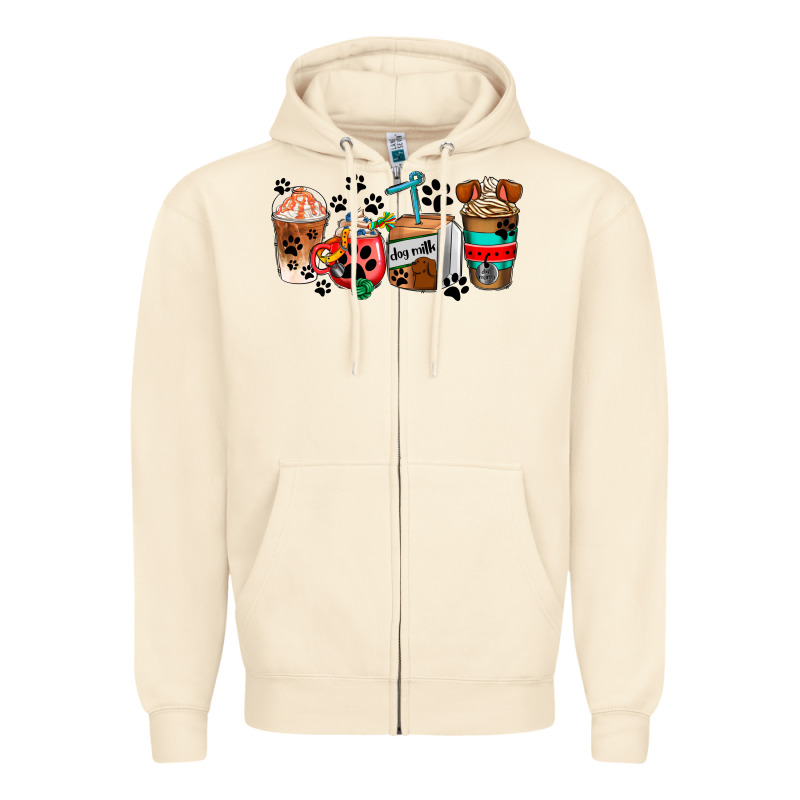 Dogs Coffee Cups Zipper Hoodie by AdoDesignShop | Teevron