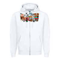 White dogs coffee cups Zipper Hoodie - AdoDesignShop