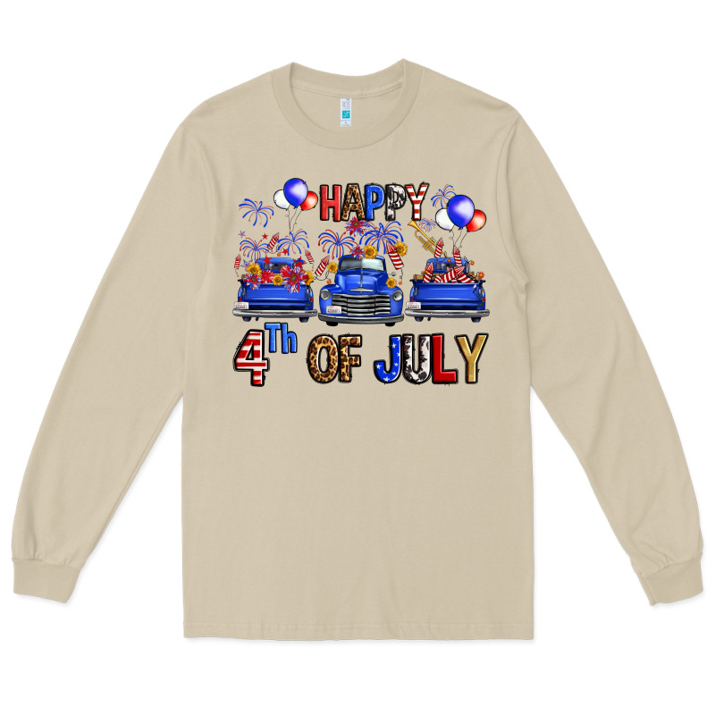 Western Hello Fourth Of July Trucks Long Sleeve Tee by FaDigitalArtStudio | Teevron