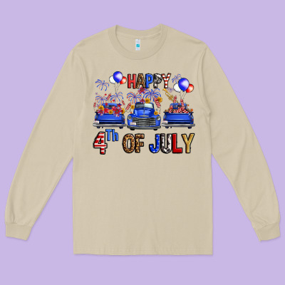 Western Hello Fourth Of July Trucks Long Sleeve Tee Designed By Fadigitalartstudio