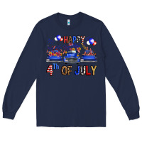 Navy western hello fourth of july trucks Long Sleeve Tee - FaDigitalArtStudio
