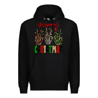Black Merry Christmas skeleton hands Premium Hoodie - NancyCooperArtShop