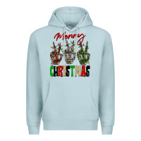 Blue Mist Merry Christmas skeleton hands Premium Hoodie - NancyCooperArtShop