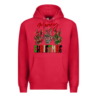 Cardinal Merry Christmas skeleton hands Premium Hoodie - NancyCooperArtShop