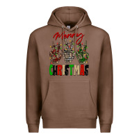 Chestnut Merry Christmas skeleton hands Premium Hoodie - NancyCooperArtShop