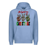 Colony Blue Merry Christmas skeleton hands Premium Hoodie - NancyCooperArtShop