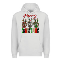 Dove Grey Merry Christmas skeleton hands Premium Hoodie - NancyCooperArtShop