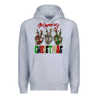 Heather Grey Merry Christmas skeleton hands Premium Hoodie - NancyCooperArtShop