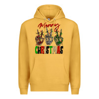 Mustard Merry Christmas skeleton hands Premium Hoodie - NancyCooperArtShop