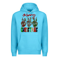 Ocean Blue Merry Christmas skeleton hands Premium Hoodie - NancyCooperArtShop