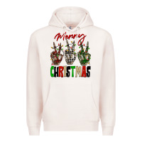 Pale Pink Merry Christmas skeleton hands Premium Hoodie - NancyCooperArtShop