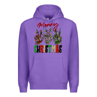 Purple Merry Christmas skeleton hands Premium Hoodie - NancyCooperArtShop