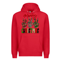 Red Merry Christmas skeleton hands Premium Hoodie - NancyCooperArtShop