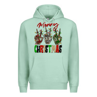 Seafoam Merry Christmas skeleton hands Premium Hoodie - NancyCooperArtShop