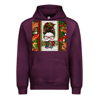 Mauve Wine Christmas merry mama messy bun Urban Hoodie - Jasminsmagicworld