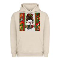 Pigment French Oak Christmas merry mama messy bun Urban Hoodie - Jasminsmagicworld