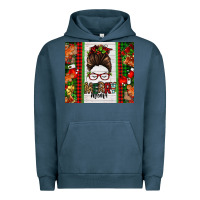 Pigment Midnight Navy Christmas merry mama messy bun Urban Hoodie - Jasminsmagicworld