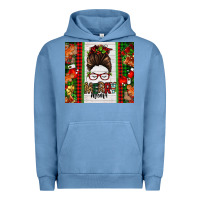 Pigment Pebble Blue Christmas merry mama messy bun Urban Hoodie - Jasminsmagicworld