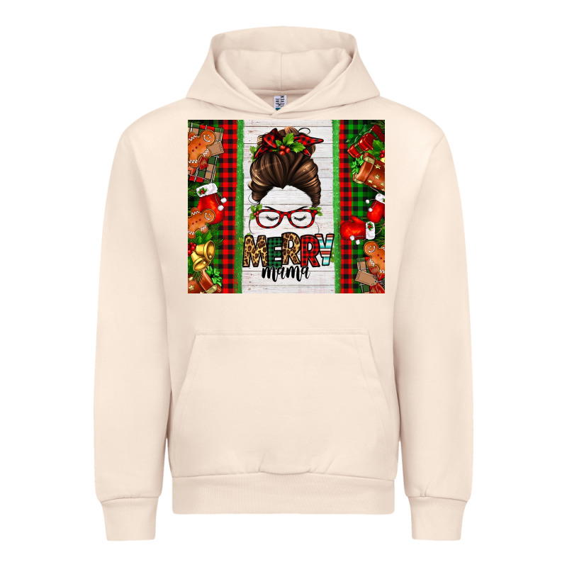 Christmas Merry Mama Messy Bun Urban Hoodie by Jasminsmagicworld | Teevron