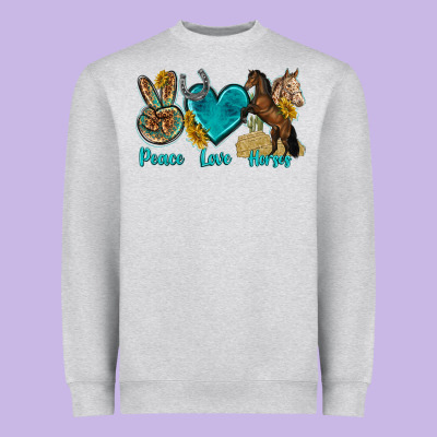 Peace Love Horses Tbw Heavyweight Sweatshirt Designed By Texasbilliewilder