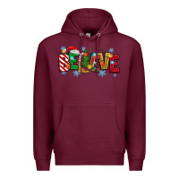Burgundy Christmas Believe Premium Hoodie - MaliasSmallBusiness