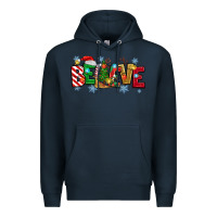 Navy Christmas Believe Premium Hoodie - MaliasSmallBusiness