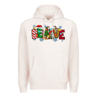 Pale Pink Christmas Believe Premium Hoodie - MaliasSmallBusiness