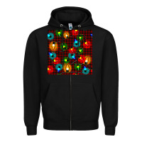 Black christmas lights seamless pattern Zipper Hoodie - BundleAndBundleShop