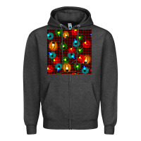 Charcoal Heather christmas lights seamless pattern Zipper Hoodie - BundleAndBundleShop