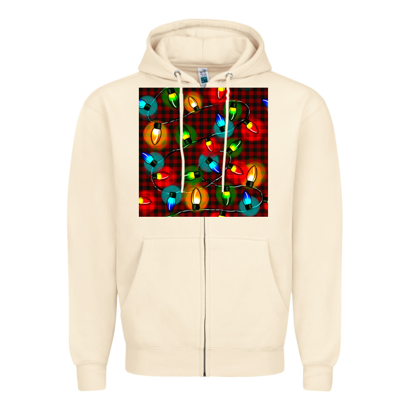 Christmas Lights Seamless Pattern Zipper Hoodie by BundleAndBundleShop | Teevron
