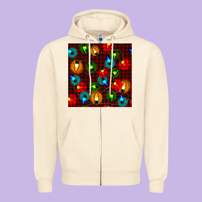 Christmas Lights Seamless Pattern Zipper Hoodie Designed By Bundleandbundleshop